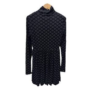 Tuckernuck Black Velvet Burnout Rowan Mockneck Turtleneck Swing Dress Sz S